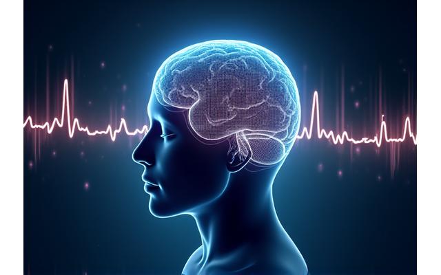 Εγκεφαλικά κύματα σε κατάσταση διαλογισμού με φόντο το σύμπαν