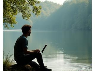 Άνθρωπος εκτός δικτύου με smartphone και laptop κλειστά σε φυσικό περιβάλλον