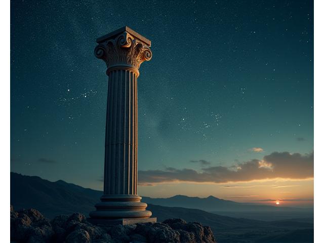 Σύμβολα ελληνικής δικαιοσύνης και αστερισμών, που αντιπροσωπεύουν τον ελληνικό νόµο και το πνεύµα της Αστρικής Ευεξίας.