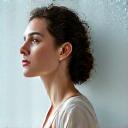 Coach Μαρία Μαύρου, με ήρεμο, φωτεινό πρόσωπο, σε φόντο με διακριτικά γεωμετρικά μοτίβα εμπνευσμένα από αστερισμούς.