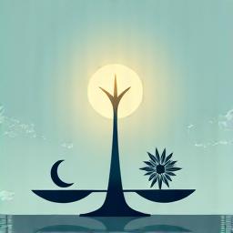 A balanced scale with a sun and moon, representing holistic well-being over time.