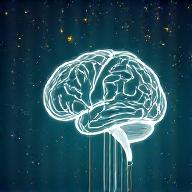Illustration of a glowing brain within a stylized constellation, symbolizing mental clarity and cosmic connection.