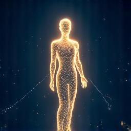 A glowing constellation forming a human figure, representing ultimate personalized guidance and connection to cosmic energy.